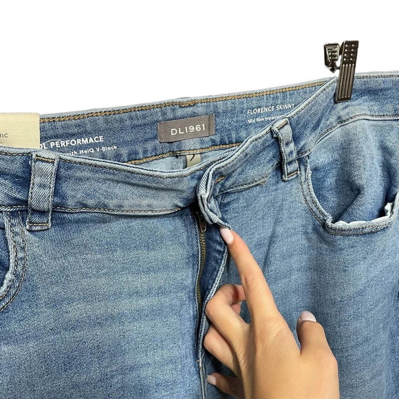 DL1961 Florence Instasculpt Ripped Ankle Skinny Jeans In Marine Busted Size 18W - Picture 4 of 12